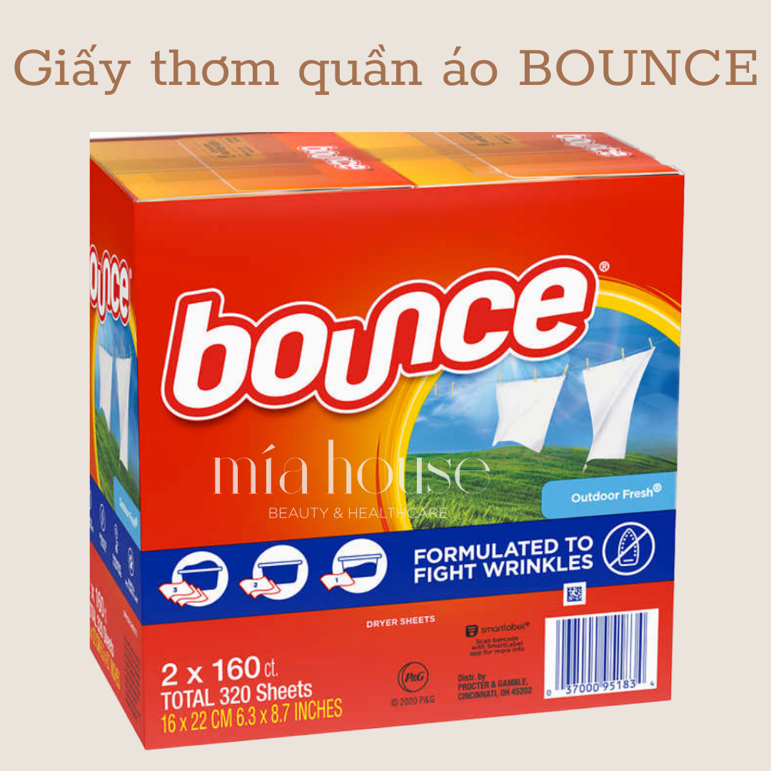 Giấy thơm quần áo bounce iron less 160 tờ/hộp mỹ
