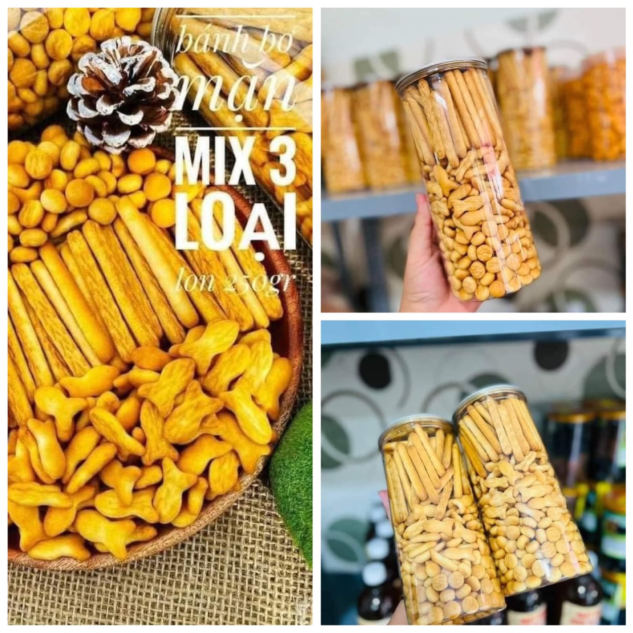 Bánh quy bơ mặn mix 3 loại trai đẹp 250g