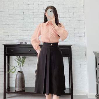 Chân váy dáng xòe dài qua gối thiết kế  đơn giản thời trang công sở Eva Lover