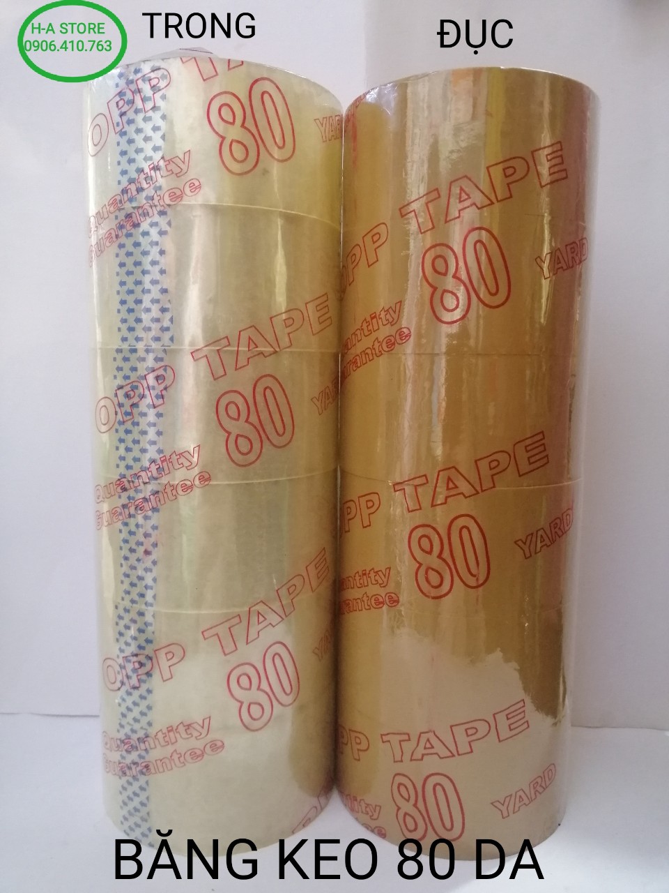 Băng keo opp 80 yard trong / đục