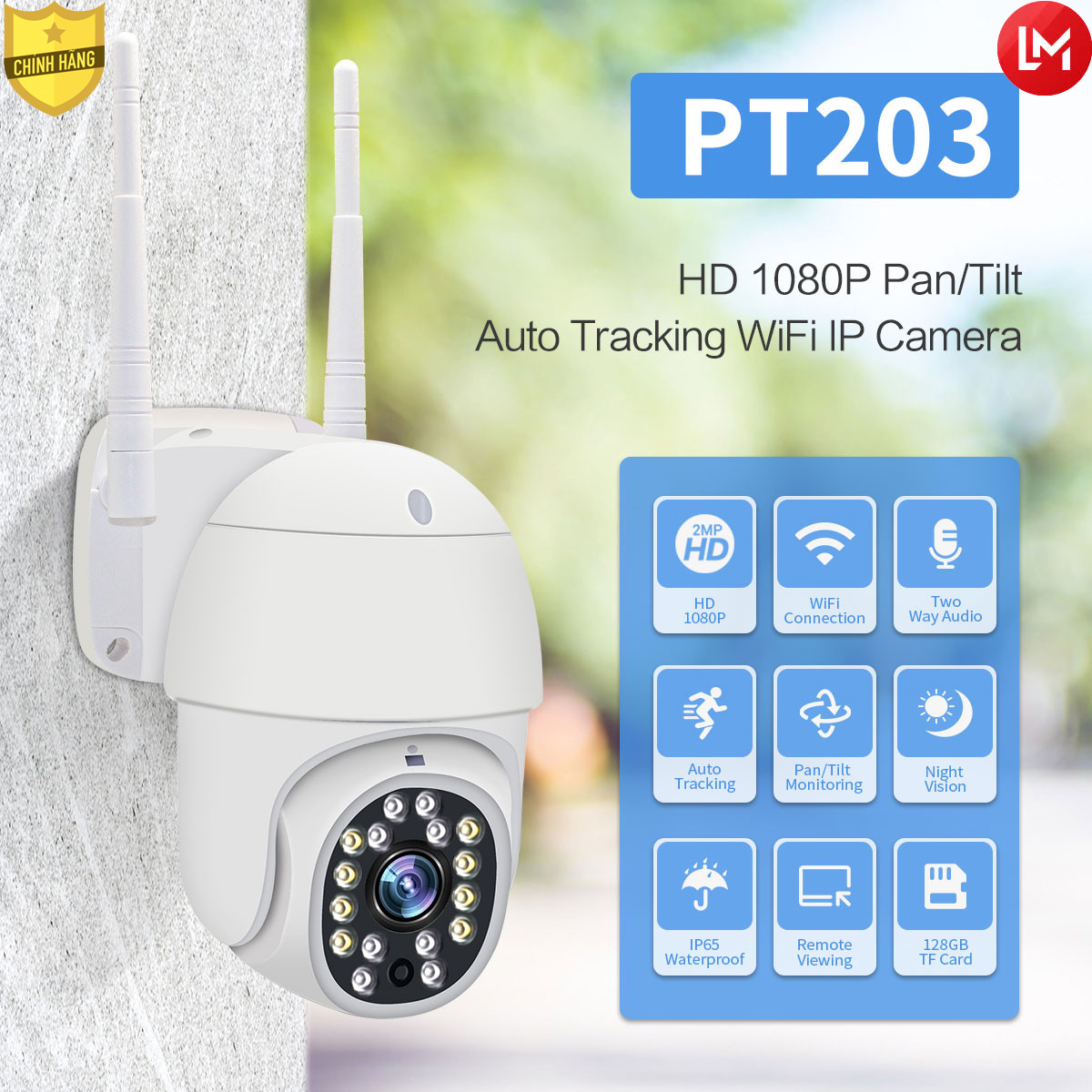 CAMERA IP WIFI NGOÀI TRỜI YOOSEE PTZ16 LED(D16A), 2.0MPX. mini chống nước ngoài trời 2,5 -Độ Phân Giải: 2.0MP , hỗ trợ thẻ nhớ 64G.