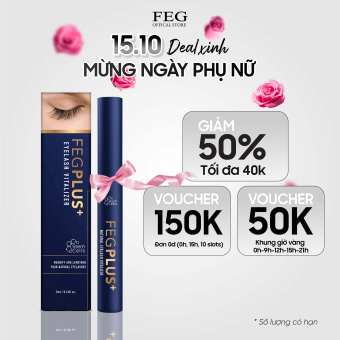 Dưỡng mi tế bào gốc FEG Plus+ Stem Cells ban đêm - Dày mi sau 14 ngày, không gây thâm mắt