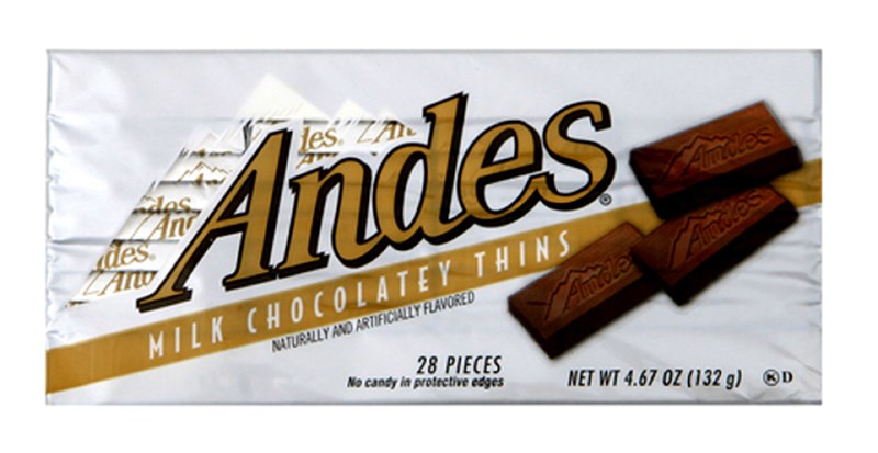 Kẹo chocolate Andes mint parafait thín 28C 132g, Hộp