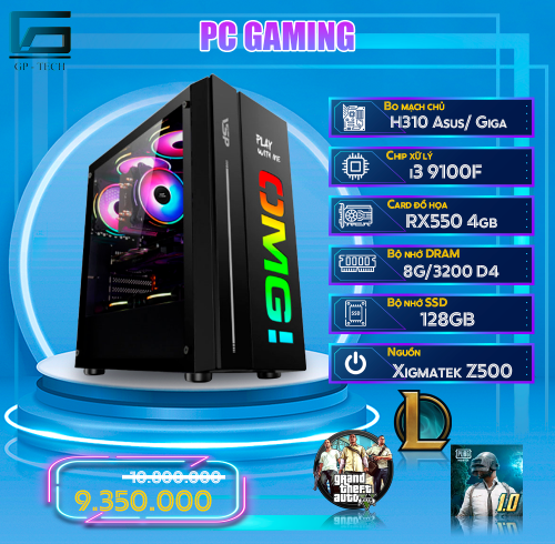 PC gaming H310 - i3 9100F chiến game đồ họa cao, game offline hạng nặng