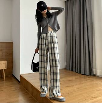 quần sọc caro ống rộng- quần dài ống rộng nữ