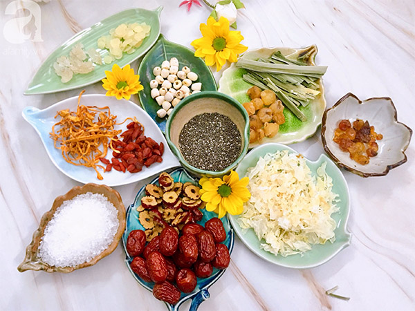Combo 4 set chè dưỡng nhan 500g, 14 vị , tặng kèm 4 phần táo trái