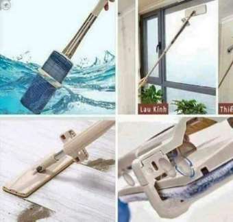 1 cây lau nhà tự vắt kèm 2 bông lau