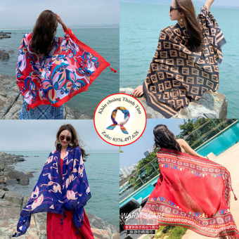 Khăn choàng Boho thổ cẩm đi biển du lịch đi chơi 180x90cm Hot trend