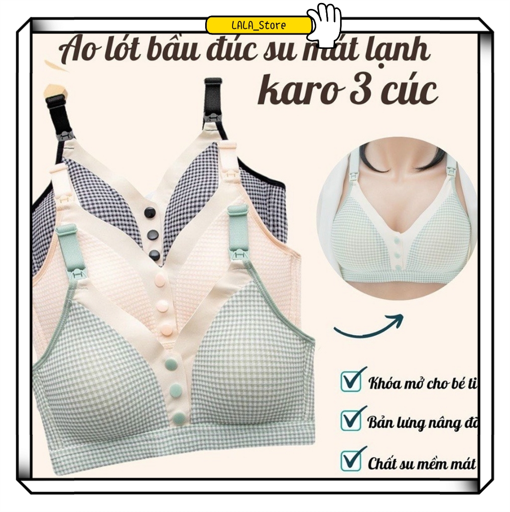 Áo Lót Bầu, Áo Ngực Cho Con Bú Kẻ Caro Chống Chảy Sệ Size Lớn Siêu Thoải Mái ( Mặc Bầu Và Sau Sinh )
