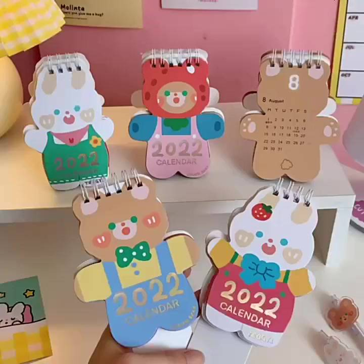 Lịch để bàn mini 2022 để bàn có thể gấp gọn dễ thương cute TooYoo TY0182