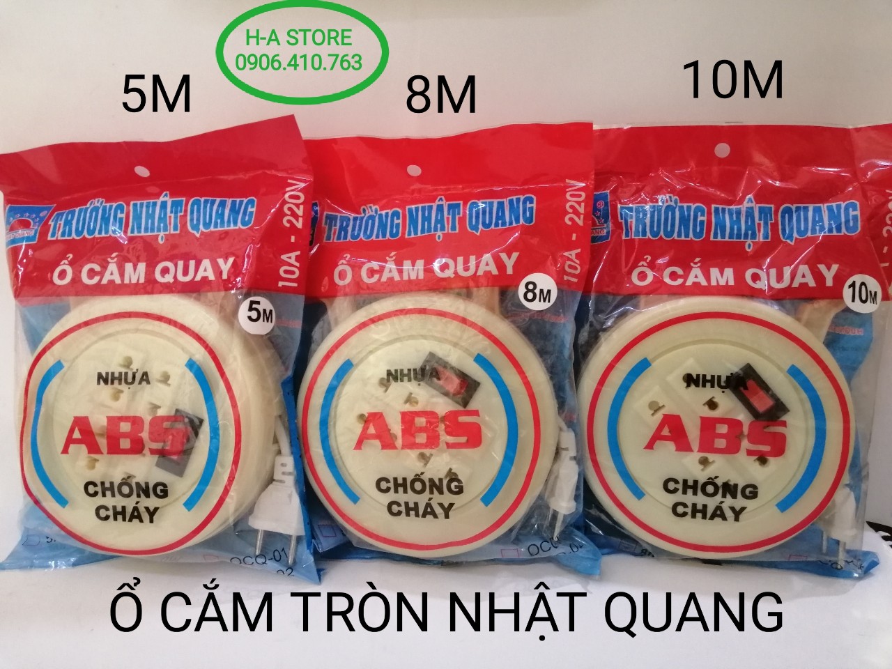 Ổ cắm tròn trường nhật quang quay chịu nhiệt chống cháy chịu tải 2000w dài 5m / 8m / 10m