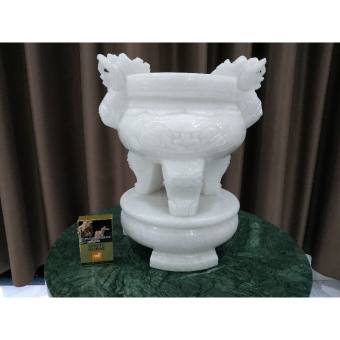 lư hương đá trắng cao 35cm