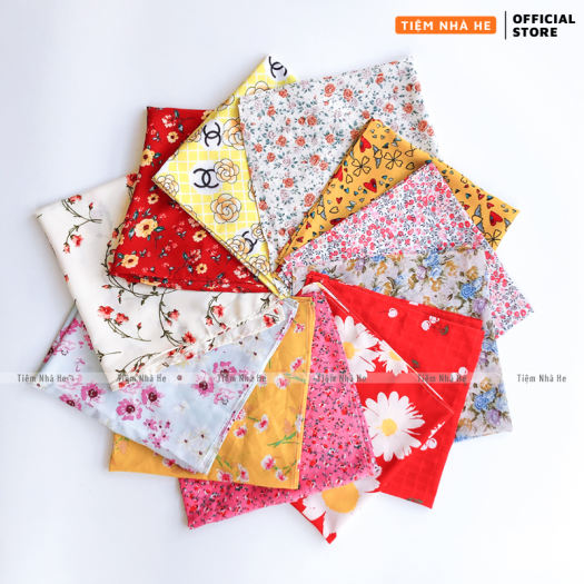 Khăn bandana đội đầu, turban lụa vuông họa tiết dễ thương cho bé gái kích thước 50x50cm dùng quảng cổ, buộc tóc