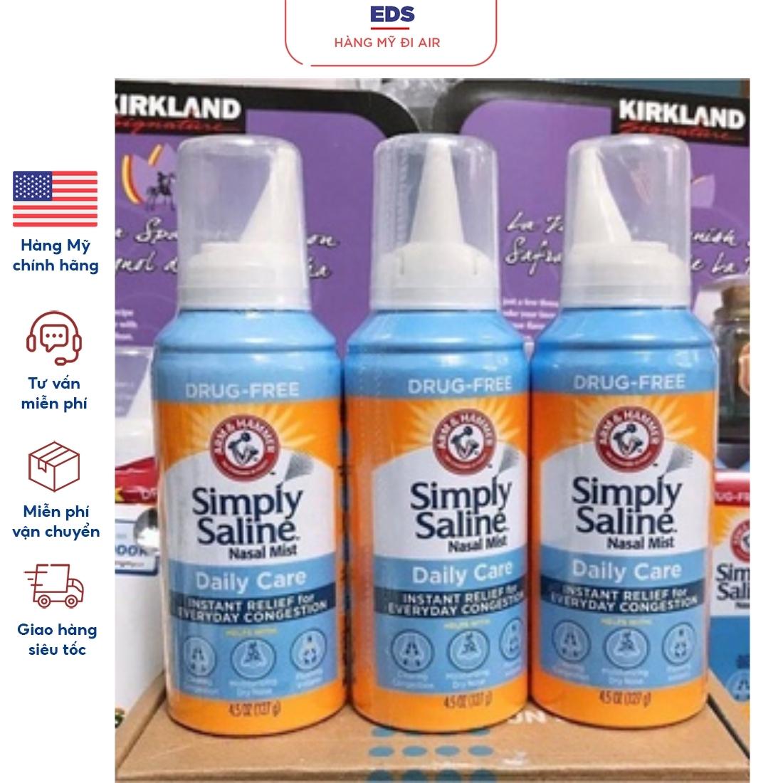 Chai xịt thông mũi chống dị ứng Simply Saline Nasal Mist date 11/2024 - EDS Hàng Mỹ