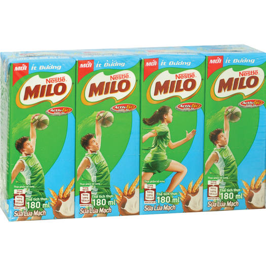 Combo 2 lốc 8 hộp sữa thức uống lúa mạch Milo 180ml( ống hút giấy)
