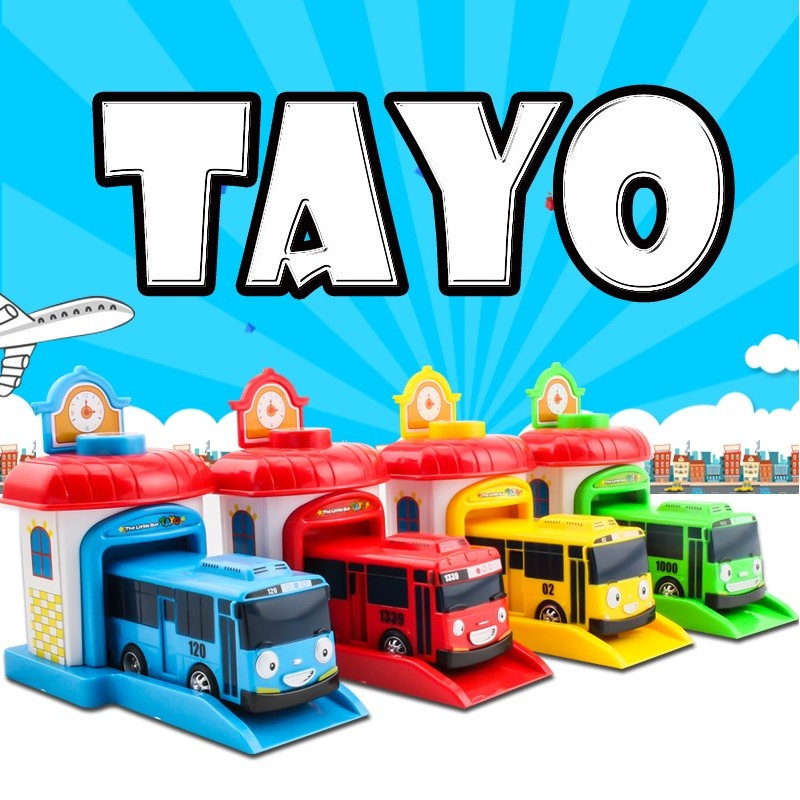 Bộ xe buýt Tayo Bus gồm 4 chiếc 4 màu khác nhau mô hình ô tô nhân vật