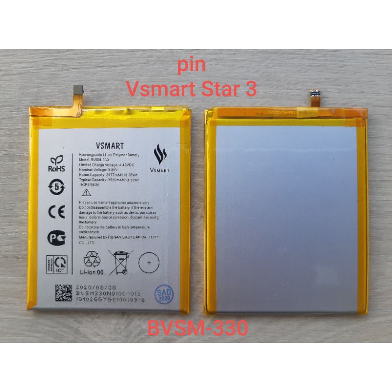 Pin vsmart star 3 bvsm-330 bảo hành đổi mới