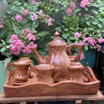 Bộ ấm trà bằng gỗ dừa loại 1