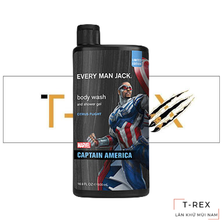 [MARVEL] Sữa Tắm Every Man Jack Citrus Flight Marvel Captain America Limited Edition 500ML (US-UK)