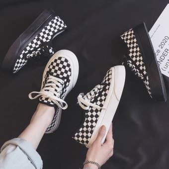 Giày thể thao nữ Caro basic đen trắng cổ thấp đế cao 4 cm sneaker ulzzang hàn quốc đẹp giá rẻ đi học đi chơi hot 2023