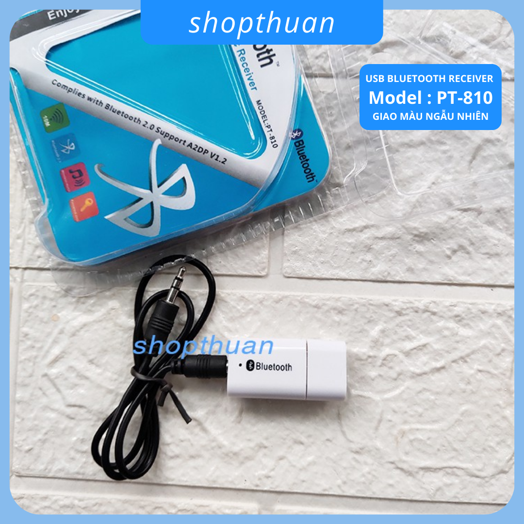 Usb Bluetooth PT-810 kết nối cổng AUX biến loa thường thành loa bluetooth 2.0