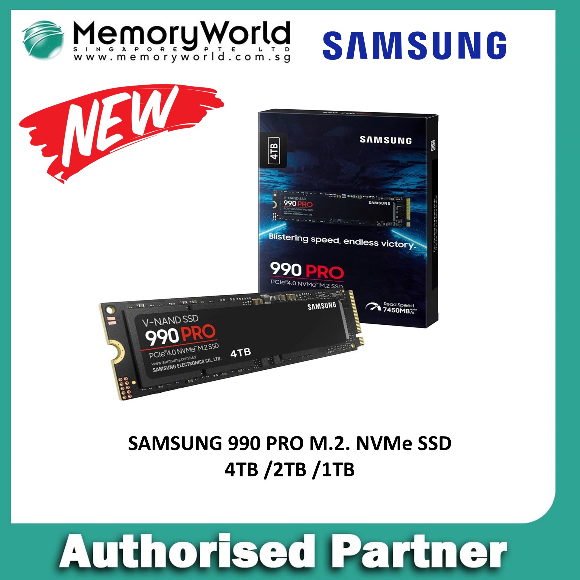 Samsung 990 Pro M.2 Ssd 1Tb/2Tb - Pcie 4.0 Nvme - Up To 7450Mb/S