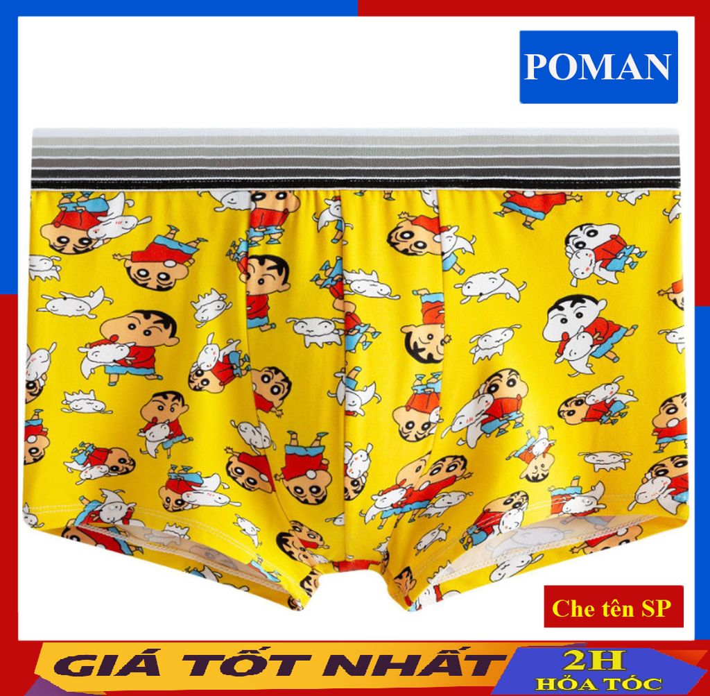 Quần sịp đùi thun lụa in hình, quần lót nam in hình cotton kháng khuẩn, khử mùi sih02- poman