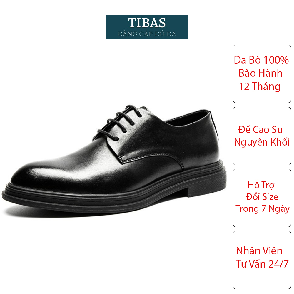 [Hoàn Tiền 15%] Giày Da Nam Công Sở Cao Cấp Da Bò Nhập Khẩu Derby TIBAS Bảo Hành 12 Tháng