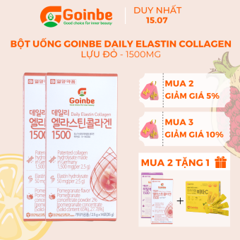 Combo 2 hộp BỘT UỐNG GOINBE DAILY ELASTIN COLLAGEN LỰU ĐỎ 1500MG