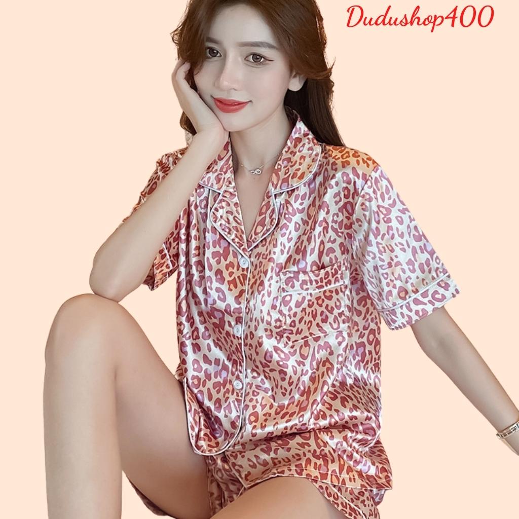Bộ pijama lụa cộc tay phối viền hàng thiết kế cao cấp chất mềm mịn mát
