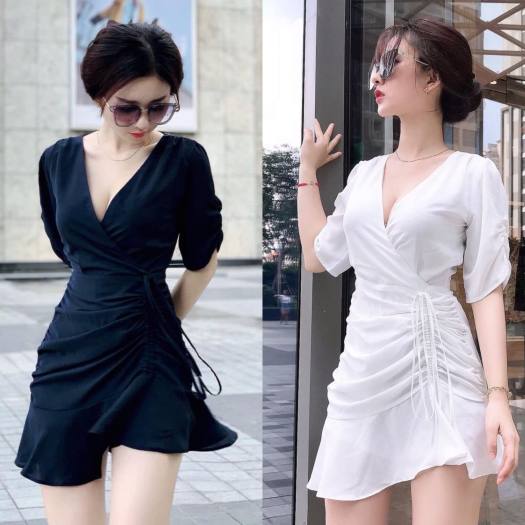 Sét Váy Sơ Mi Buộc Eo Kèm Quần, Váy Ulzzang Nữ 2 Màu Đen Trắng | Shopee  Việt Nam