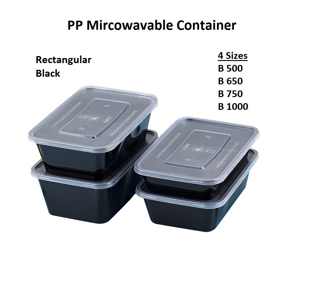 50pcs] 650/750/1000/1500ml Square Microwavable PP Container with LID/Plastic  Food Lunch Box/Kotak