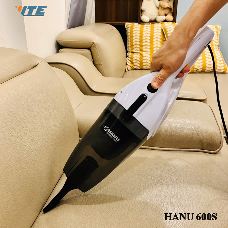 Máy hút bụi cầm tay Hanu HNV 600s, công nghệ Hàn Quốc thiết kế kết hợp 2 in 1 gậy và tay cầm, nhỏ gọn tiện nghi.
