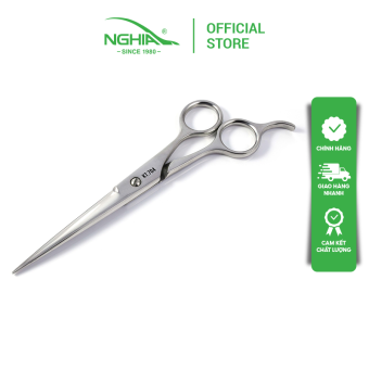 Kéo cắt tóc Kềm Nghĩa thép không gỉ lưỡi dài kèm bao da KT.704