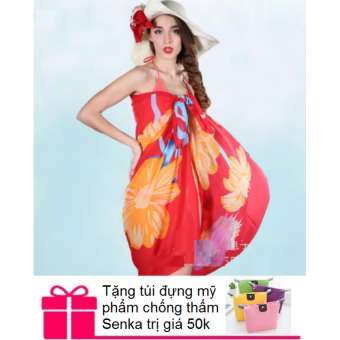 Khăn choàng / sarong đi biển + Tặng túi đựng mỹ phẩm