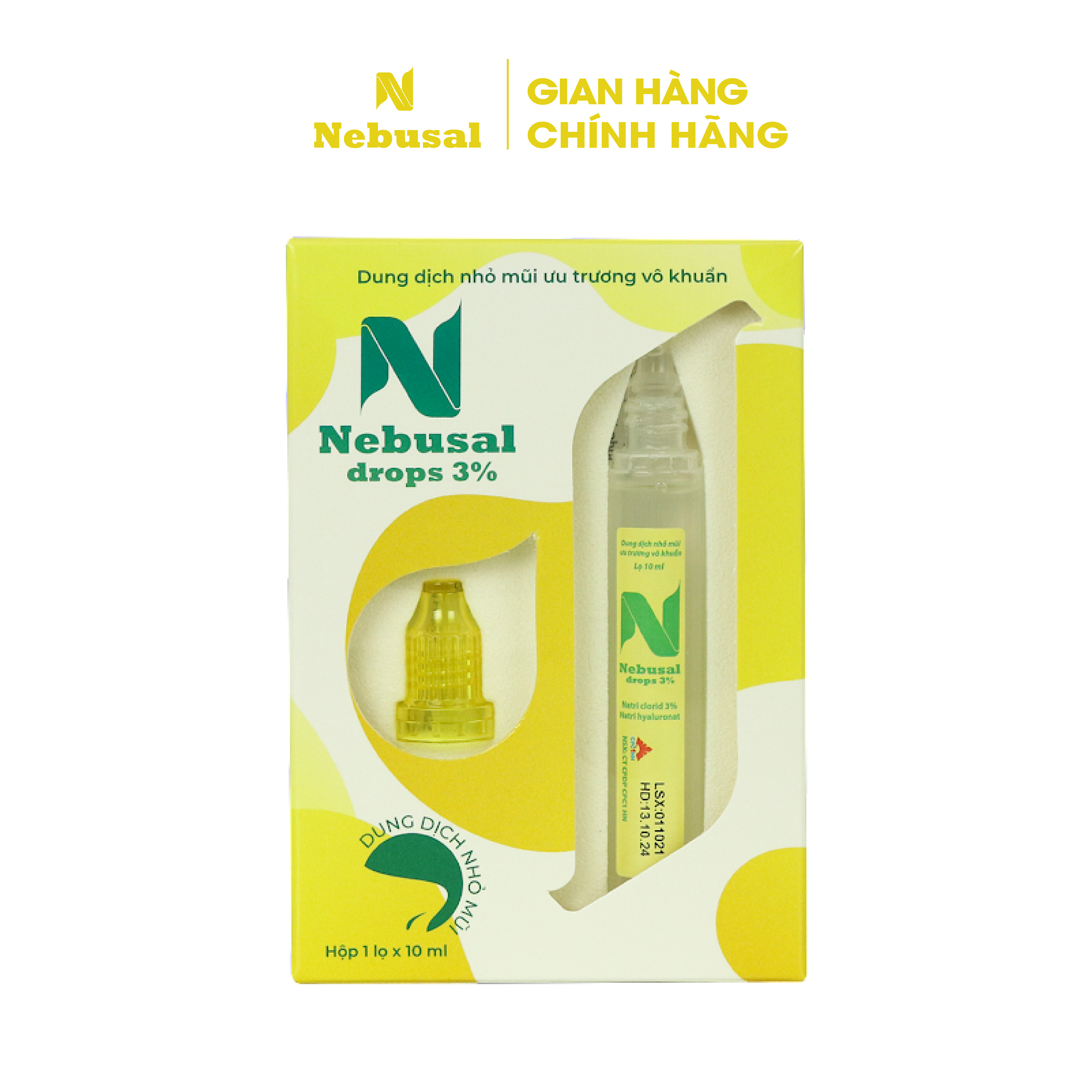 Dung Dịch Nhỏ Mũi Vô Khuẩn Nebusal Drops 3% - Giảm nghẹt mũi sổ mũi - Công thức an toàn cho trẻ sơ sinh và trẻ nhỏ.