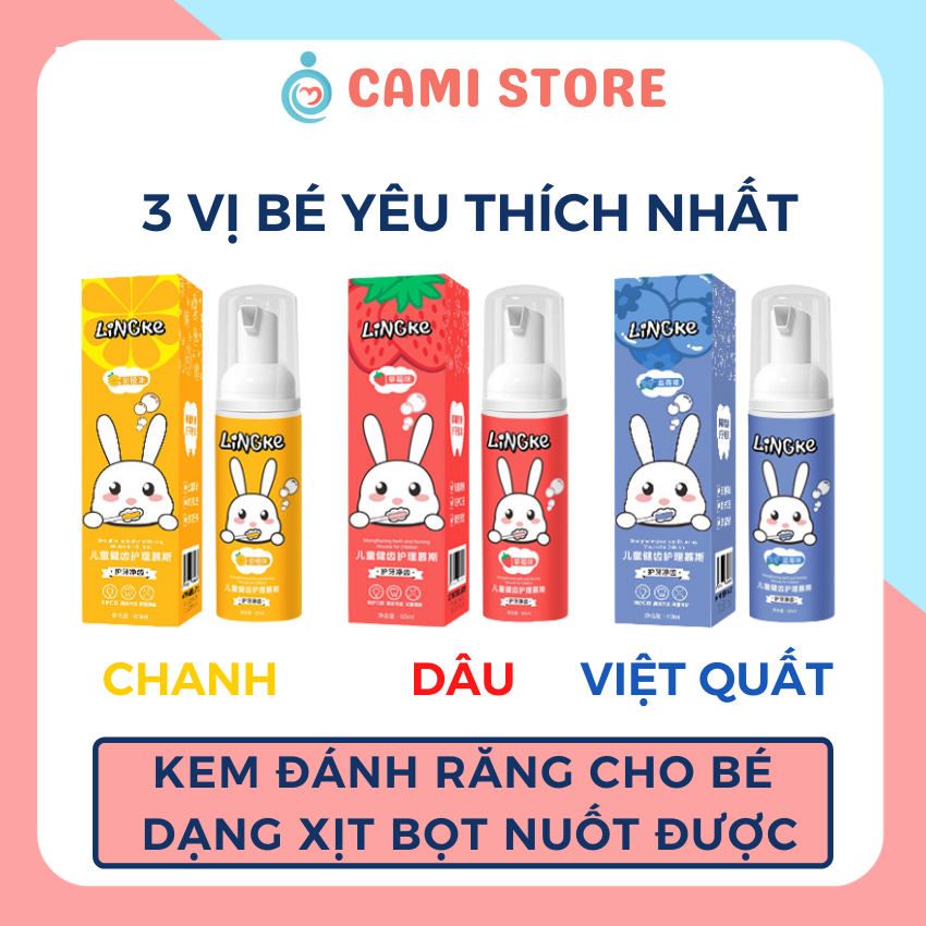 Bọt đánh răng cho bé vị hoa quả an toàn cho bé , kem đánh răng hữu cơ dạng bọt, kem đánh răng tạo bọt cho bé trên 2 tuổi - CamiStore