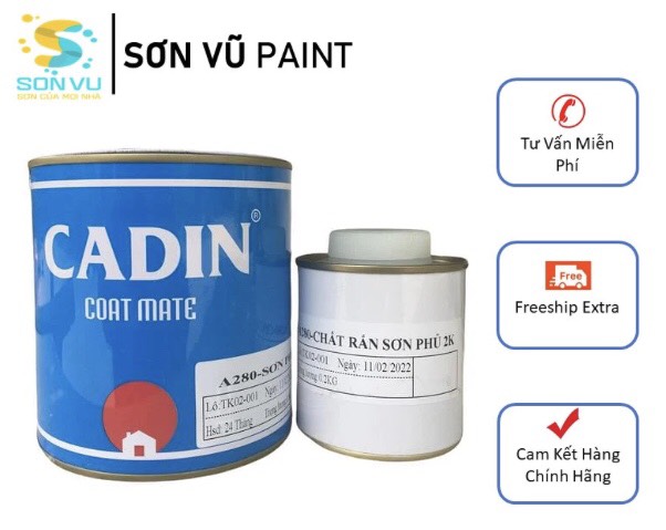 Cadin - Sơn 2k hai thành phần bóng cứng cho gỗ, bê tông, bàn ghế đá - Màu Trong suốt - Bộ 1 kg