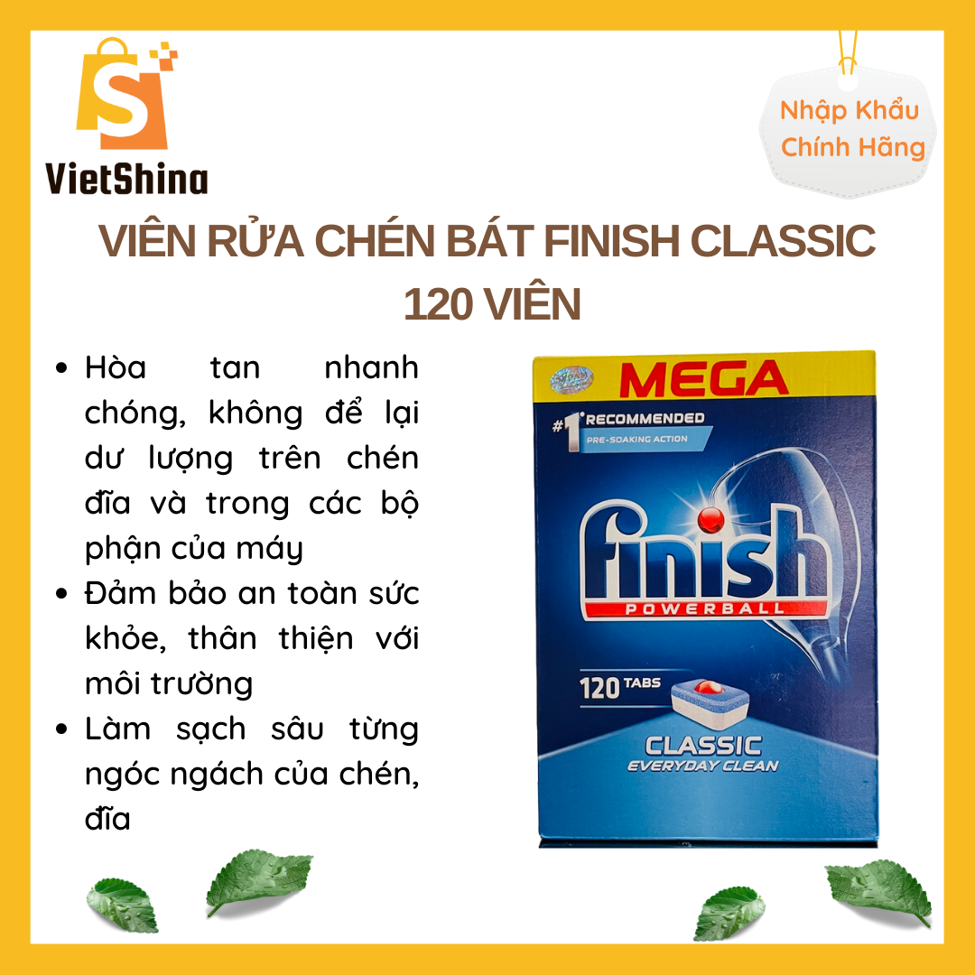 Viên rửa chén bát finish classic 120 viên