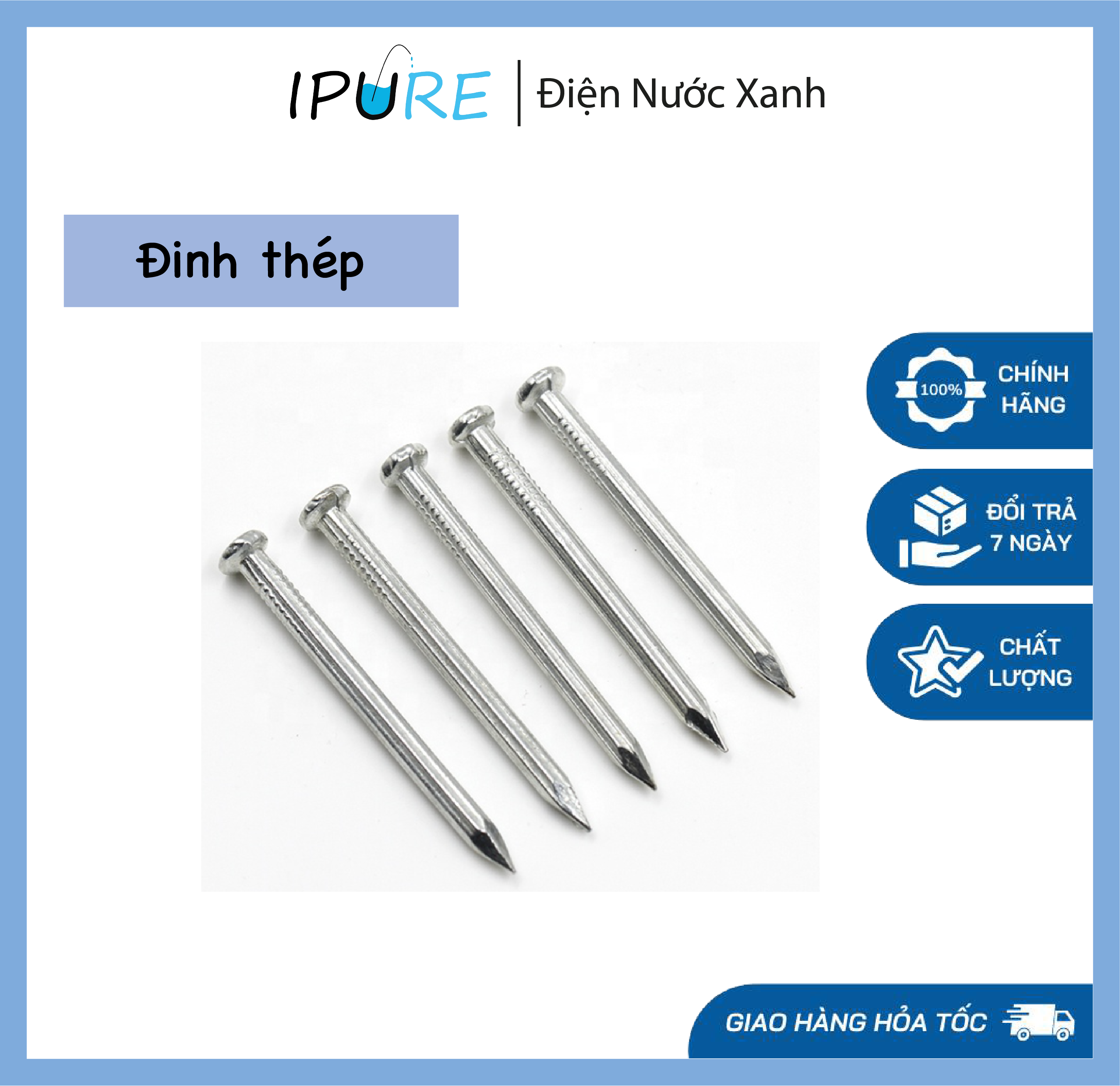 Đinh thép đóng tường 100g bê tông 1cm, 2cm, 3cm, 4 cm, 5cm, 6cm, 7cm, 8cm, 1 tấc 1 bịch