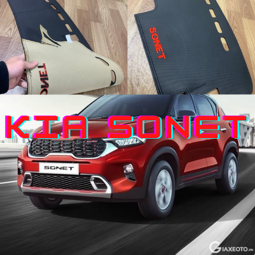 Thảm Taplo Kia Sonet Da Vân Cacbon, Hàng Loại 1, Chống Nóng, Chống trầy xước cho taplo xe