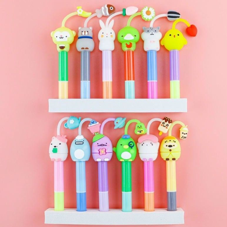 Set gồm 6 cây dạ quang đầu thú 12 màu