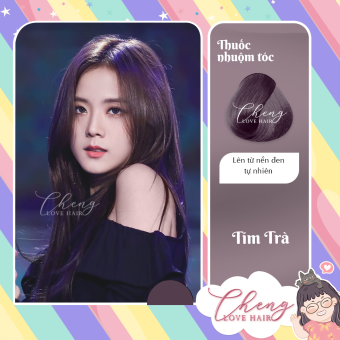 Nhuộm tóc màu TÍM TRÀ không cần  tẩy tóc Chenglovehairs, Chenglovehair