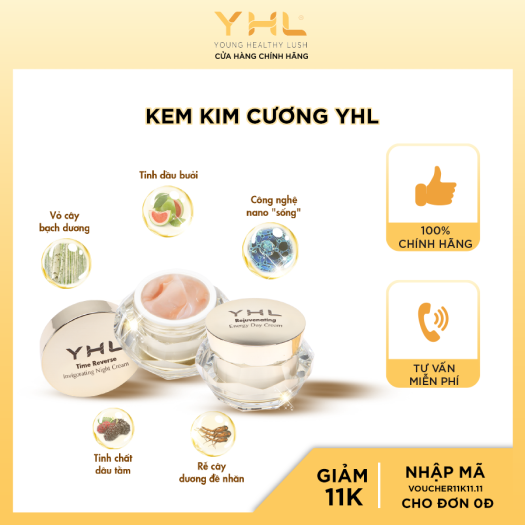 Kem Dưỡng Trắng Da Kim Cương YHL Ban Ngày Dưỡng Ẩm, Săn Chắc Da và Giảm Thâm Nám 50g
