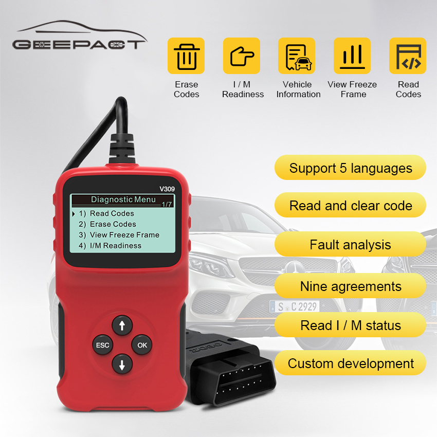 Geepact dụng cụ chẩn đoán xe hơi máy quét chẩn đoán ô tô obd v309 dụng cụ sửa chữa chẩn đoán đầu đọc mã xe hơi máy quét chẩn đoán xe phụ kiện ô tô hiển thị kỹ thuật số cho loại xe hơi 12v