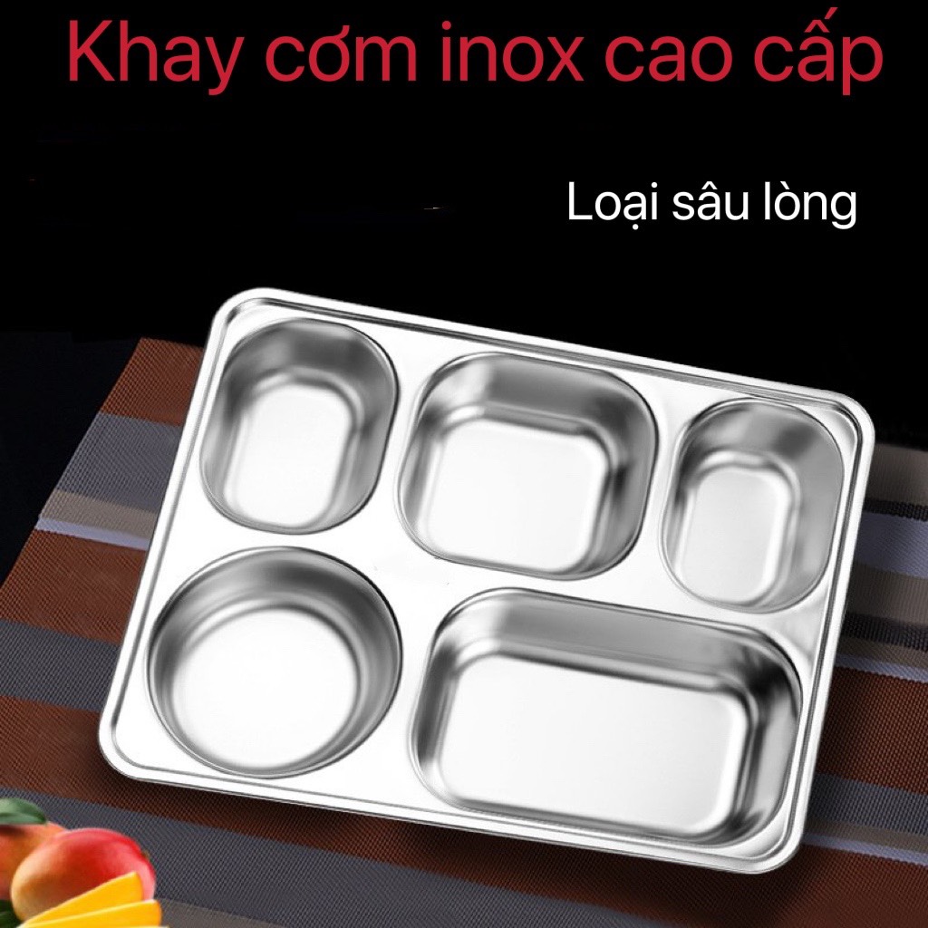 Khay inox 5 ngăn SUS - Khay đựng cơm inox chuyên dụng