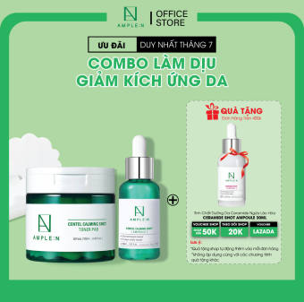 Bộ đôi sản phẩm chăm sóc da AMPLE:N  Bông Toner  và Tinh chất rau má cho da nhạy cảm 2 sản phẩm