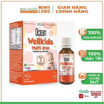 Bổ sung Sắt cho bé Ocean Wellkids Iron và vitamin tổng hợp tăng cường hệ miễn dịch trẻ nhỏ - Chai 30ml