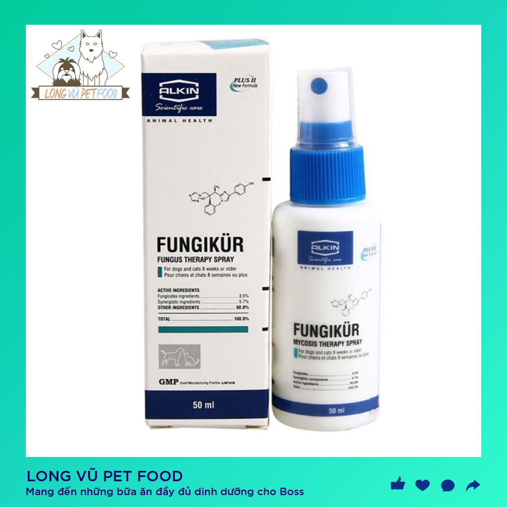 Fungikur alkin 50ml xịt diệt nấm cho chó mèo - long vũ pet food