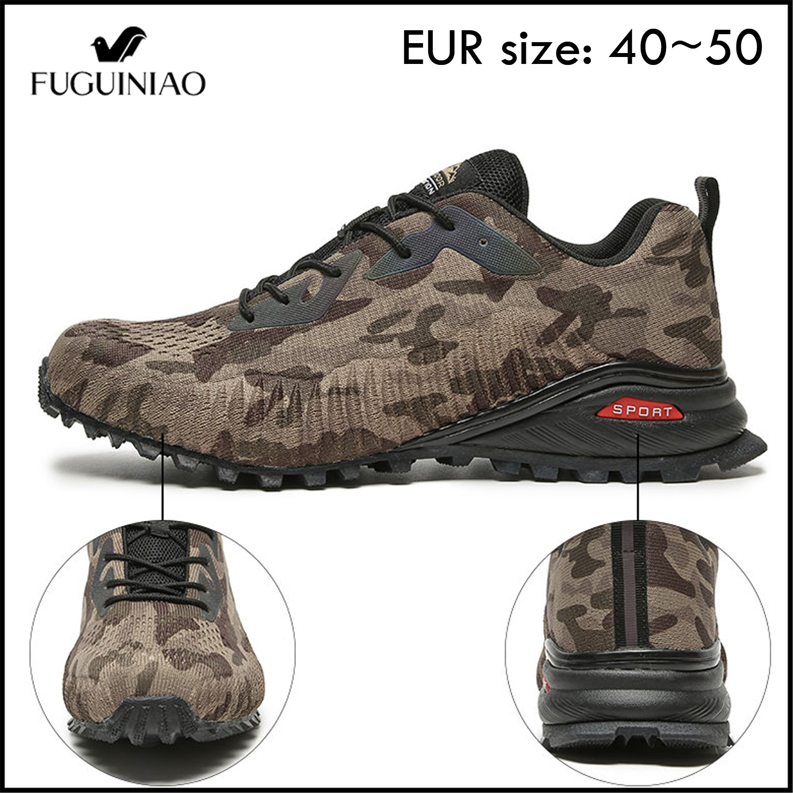 Fuguiniao 2022 Big Size Sneakers 40-50 Men Trail Running Shoes Male Breathable Knit Athletic Tennis Shoes Jogging Walking Outdoor Sneakers（Free Shipping） ราคา 649 บาท*ส่งฟรี